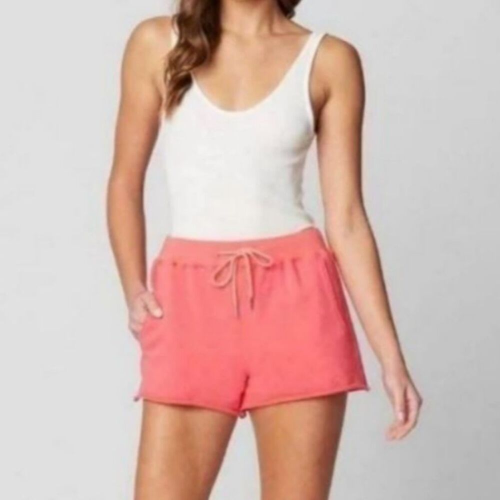 BLANKNYC Take Me There Knit Fleece Shorts Hot Pink Drawstring Raw Women's XS NWT